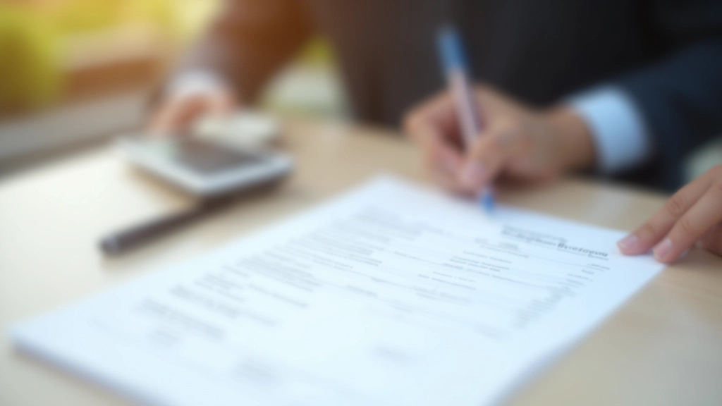 Grundbuchauszug mit Eintragungen auf Papier neben Taschenrechner und Stift