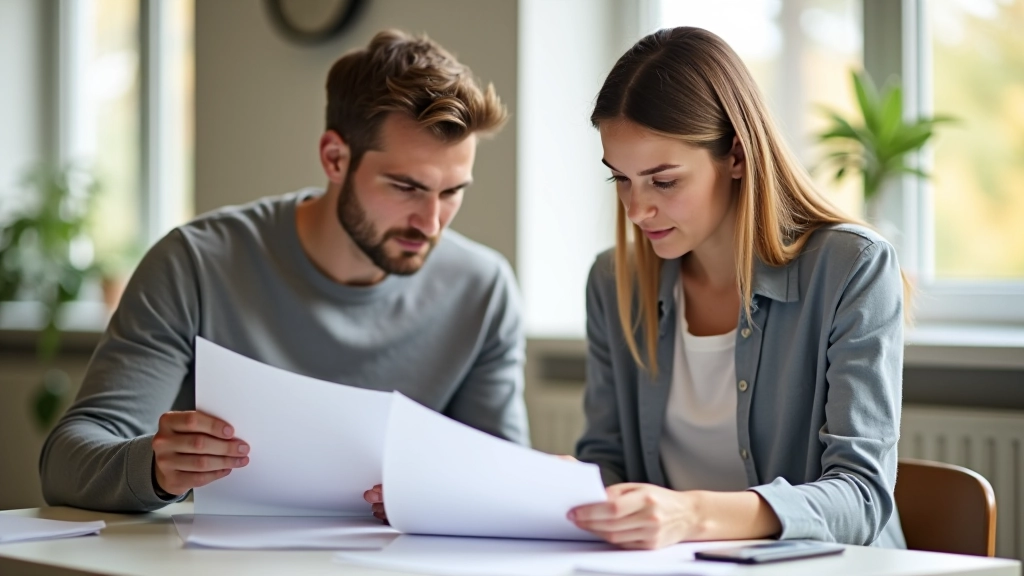 Paar plant Immobilienkauf mit Dokumenten